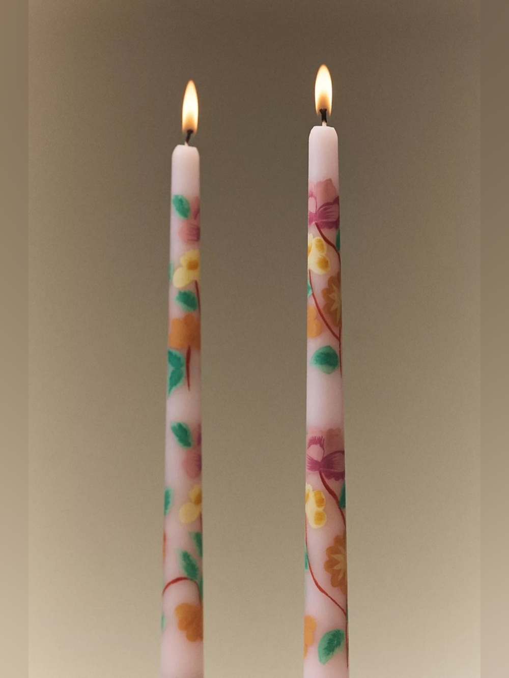 Anthropologie Pink Jude Taper Candles Set of 2 Spring Floral NWT